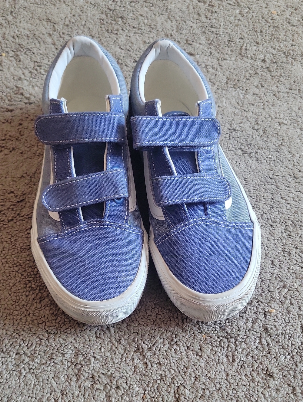 Vans Kids Canvas Velcro Sneakers in Blue and White